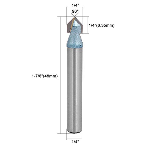 Uxcell 90 Degree V-Groove Router Bit 1/4" Dia With 1/4" Shank, Carbide Tipped V Grooving Bit (Light Blue) #TOP5