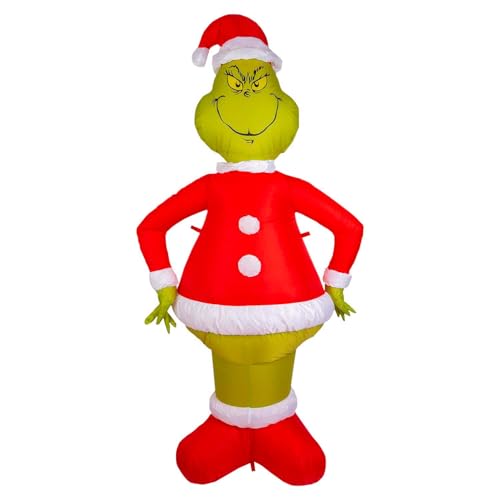 VFM e-Store - Grinch Christmas Inflatable Outdoor Decoration Dr Seuss Xmas Theme Fun Design - 180cm X 90cm Green X 1