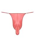 FEESHOW Homme Culottes Latex pour Hommes Thong Tanga Cérémonie Soirée Club Short en PVC Culottes Hanche avec Fourreau Mini en Latex Rose Taille Unique