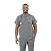 Tulia Scrubs The Bo Men's Zip Front Scrub Top – Collared, 4-Way Stretch, Pockets – Modern Fit Medical Scrub Top for Men – Grey