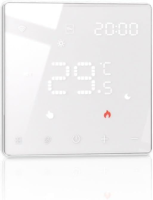Thermostat intelligent WiFi LCD pour chauffage eau et gaz blanc