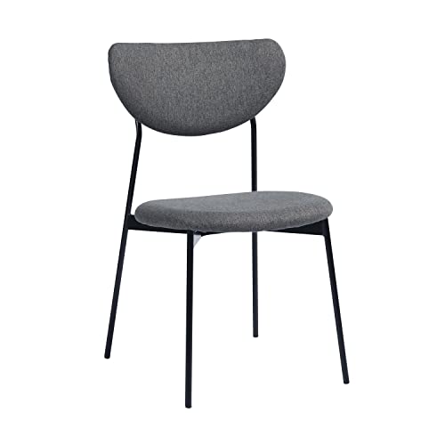 Furniturer Set Of 2, Fabric Upholstered Mid Century Modern Side Metal Legs For Kitchen Living Room Restaurant Dining Chair, Grey #TOP2