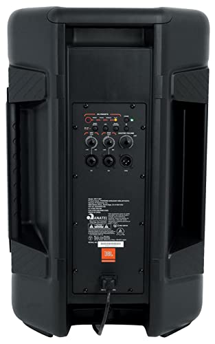 Audiosavings Bundle: (2) JBL IRX112BT 12\" 1300 Watt Powered Active PA Speaker Bundle with (2) Rockville Adjustable Tripod Speaker+(2) 20 Foot XLR Cables,(1) DJ Event Facade(4 Items)
