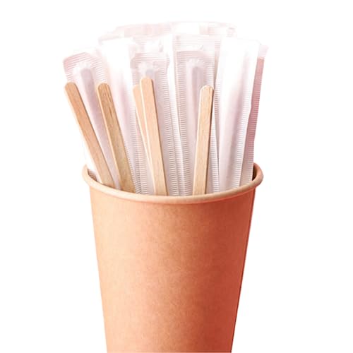 ECO GREVOL 100 Paletinas Cafe Envasadas Individualmente - 11 cm - 100% HIGIENICOS - Cucharillas Cafe - Palitos Café Desechables - Removedor Termo Cafe - Cuchara Camping - Cucharas Desechables