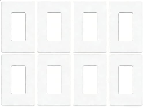Image of ZEFTV 8 Pack Screwless Decorator Wall Plates 1-Gang Switch Outlet Electrical Cover Plate Unbreakable Thermoplastic Faceplate for Decorative Receptacle Outlet Switch, White
