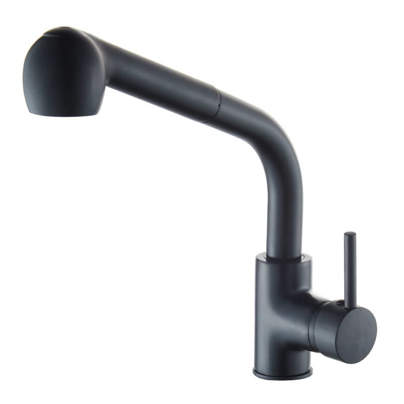 Robinet de cuisine en laiton noir extractible pour évier de ferme