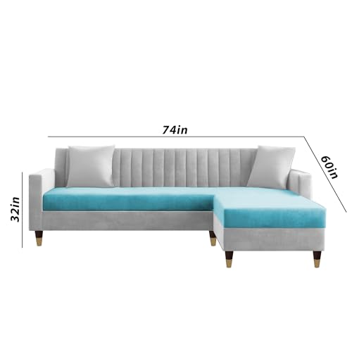 Image of Casaliving Garcia L Shape Sofa Set for Living Room Premium Fabric Sofa (4 Seater RHS, Turquise Grey)