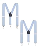 Buyless Fashion Adjustable 2 Pack Suspenders for Kids Toddlers Baby Elastic Solid Color 1 Inch - Y Back Design - 5102-2-Light-Blue-26