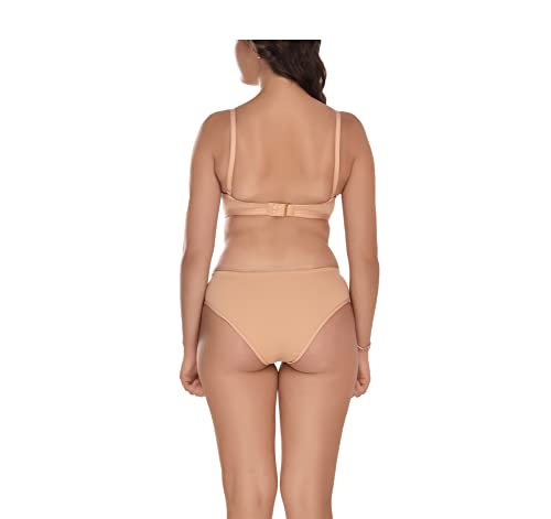 Image of Elina Women's Full Coverage Non Padded with Detachable Strap Cotton Hosiery Bra and Panty Set (Lovia Set)
