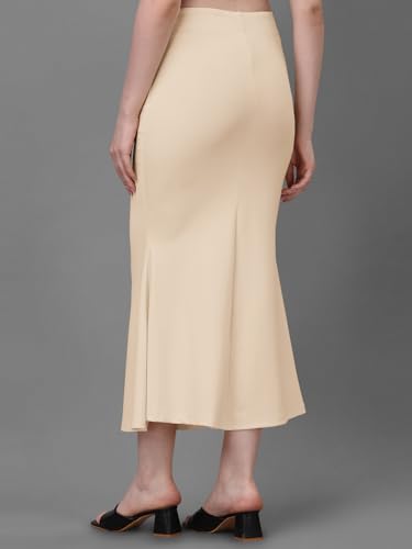Image of Women's Saree Shapewear Petticoat, Cotton Blend Stretchable Mermaid Skirt, High Waist Tummy Control, Smooth Curve Fit with Adjustable Drawstring