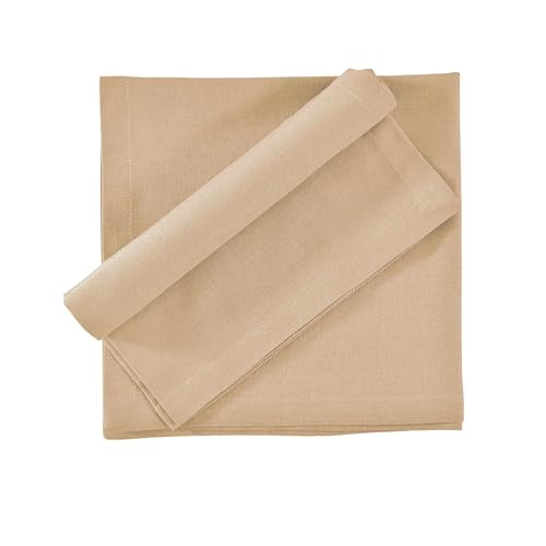 Image of FINGERCRAFT Table Napkins 18x18 Inches Set of 6 Cotton Linen Blend Fabric Dinner Cloth Napkins Washable and Reusable, Good Absorbency for Home, Parties, Hotels (New Beige)