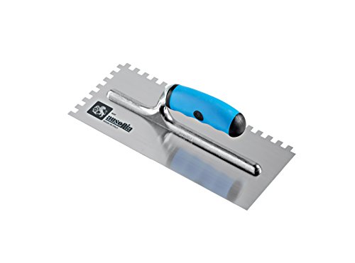 Ausonia - Frattazzo con lama in acciaio INOX cm 28X12 con dentatura con dente 7,5x7,5 MM e manico in gomma