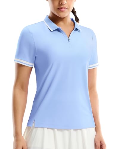 Image of MIER Golf Polo Shirts for Women - 1 /4 Zip Short Sleeve Tennis Tops, Dry Fit
