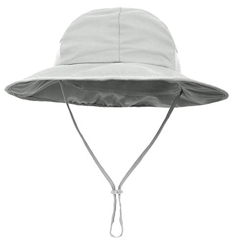 SimpliKids Toddler Baby Sun Hat UPF 50+ UV Protection Wide Brim Bucket Hat, Grey, 0-12 Months