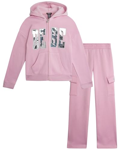 bebe Girls' Sweatsuit Set - 2 Piece Soft Fleece Full Zip Up Hoodie and Cargo Pants Set for Girls (7-12)