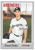 Brent Suter 2019 Topps Heritage Milwaukee Brewers Card #387