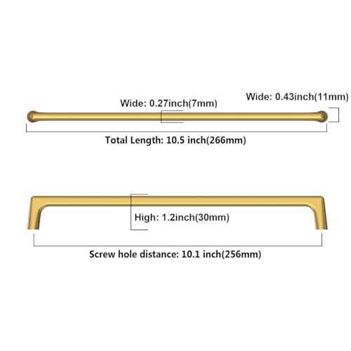 Image of Asidrama 10 Pack 10 Inch(256mm) Vibrant Brushed Moderne Brass Cabinet Pulls Heavy-Duty Solid Kitchen Cabinet Handles Drawer Hardware for Bathrooms Cabinets 3307