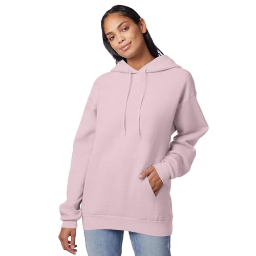 Image of Hanes Men's, EcoSmart, Cotton-Blend Hooded Sweatshirt, Plush Fleece Pullover Hoodie