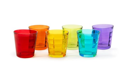 Excelsa Dubai Set 6 Bicchieri Multicolor, Vetro Soffiato, Capacità 245 Ml., Diametro 8 Cm.