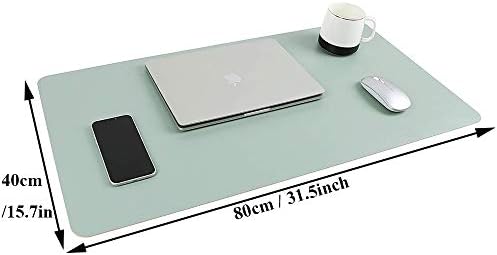 Office Desk Pad, Desk Pad Protector, Office Desk Mat, Mint Green Laptop Mouse Pad Dual-Sided Waterproof Desk Writing Pad Leather Office Desk Pad for Office, Home, 80 x 40cm