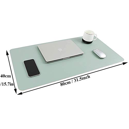 Bureaumat, bureaumat, bureaumat, mintgroene laptop-muismat dubbelzijdig waterdicht bureau schrijfblok lederen bureaupad… - Image 3