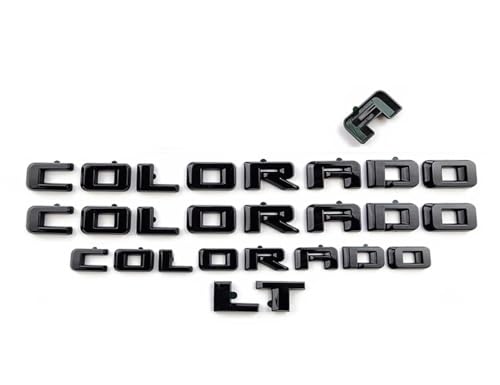 Image of Overlay Door Rear Emblems Letters 3D Badge Nameplate Replacement for 2023+ Colorado 3PCS (LT Version Gloss Black)