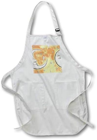 3dRose apr_127706_2 The Moon and Stars Background Medium Length Apron with Pouch Pockets, 22 by 24-Inch