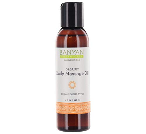 Banyan Botanicals Daily Massage Oil – Organic Ayurvedic Massage Oil – For All Skin Types & Doshas – Moisturizes, Nourishes The Tissues & Calms The Mind – 4Oz. – Non Gmo Sustainably Sourced Vegan #TOP7