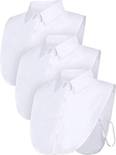 SATINIOR 3 Pieces Fake Collar Detachable Dickey Collar Blouse Half Shirts Collar (White/Black/Blue) (L Size, White)