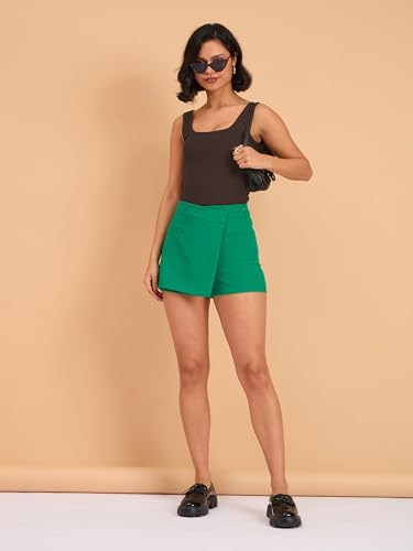 Image of barcino Brown Ribbed Square Neck Tank Top