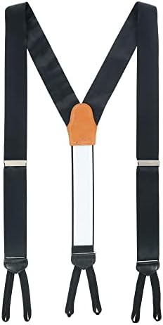 Trafalgar Men's Sutton Solid Color Silk Formal End Braces (Suspenders), Black