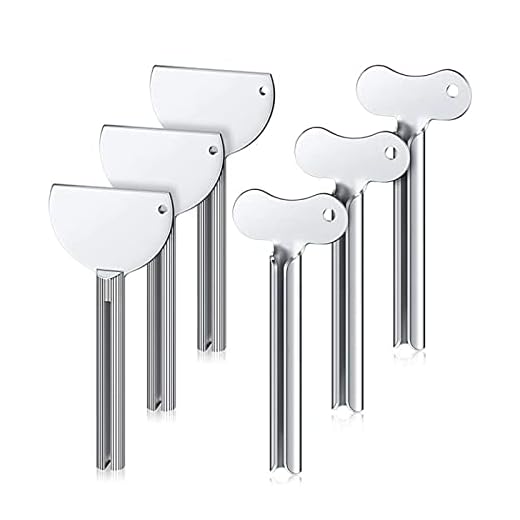 Newaner Exprimidor de Tubos de Acero Inoxidable 6 Piezas, Exprimidor de Pasta de Dientes, Exprimidor Pasta Dientes para Cosméticos, Betún, Pigmentos, Apto para Cocina, Baño, Estudio