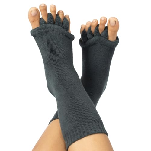 Image of DIRTS Foot Alignment Socks 5 Toe seprator -Easing Bunion, Plantar Fasciitis, Hammer Toes, and Pain Relief |- Size UK6-9 (Grey, M)