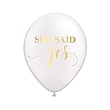 She Said Yes Balloons in White and Gold Great for Bridal Shower or Engagement Party, Engaged Photo Prop Balloons, Engagement Photo Prop Balloons, Engagement Party Decorations, Set of 3