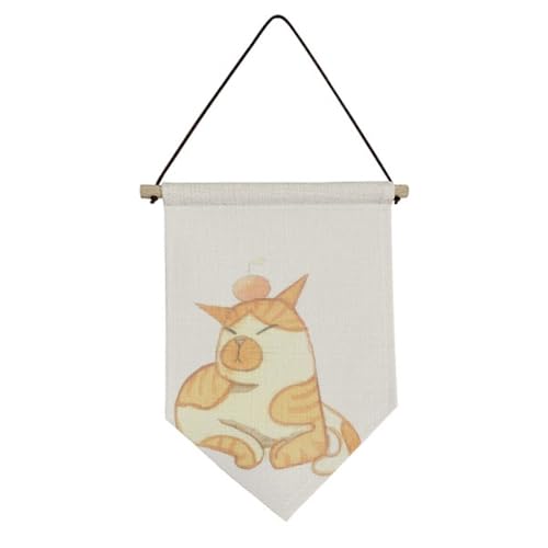 Peinture aquarelle chat orange suspendue sur toile pour décoration murale