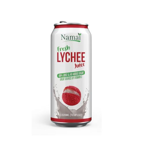 Image of Namai 100% Pure Lychee Juice, No Added Sugar, Pack of 24 | No Preservatives, Never From Concentrate, 1 Ingredient Only: Lychee Juice