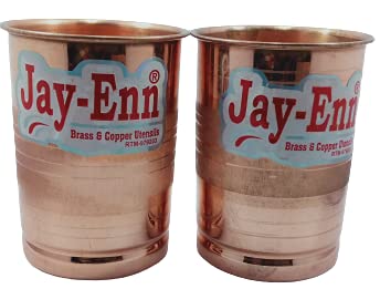 Vasos de cobre auténticos Juego de 2 piezas artesanales para agua fresca 3