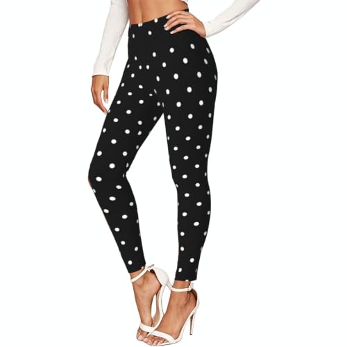 Leggings de lunares blancos para mujer elásticos contra la fricción en el gimnasio 1
