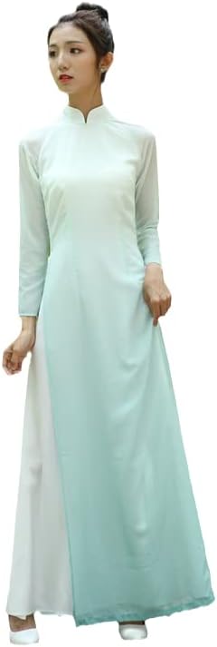 Amazon Co Jp アオザイドレス アオザイ風ロングドレス チャイナドレス ワンピース シフォン パーティードレス 長いお茶の旗 ファッション