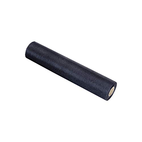 Trimming Shop 25M X 29Cm Snow Sheer Organza Rolls Black With Glitter Fabric - Perfect As Christmas, Wedding Or Party Decorations