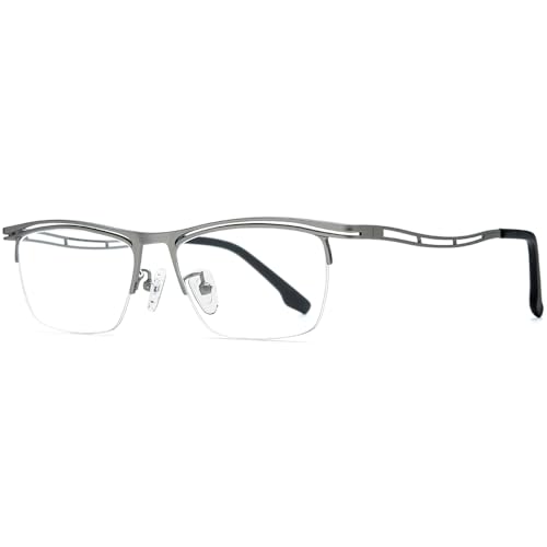 Image of FONEX Colorful Pure Titanium Glasses Frame Men Semi Rimless Square Eyeglasses Eyewear