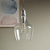 VAOZIURE Enhance Home Lighting with Auburn Shaped Glass Pendant, Industrial Style, for Vaulted Ceilings, Silver Finish
