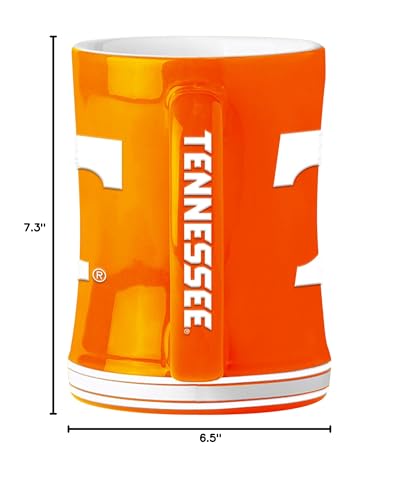 Image of Logo Brands NCAA Tennessee Volunteers 14oz Ceramic Relief Coffee Mug - Officially Licensed Mug, Sculpted 3D Logo and Team Colors - Comfortable Handle and Glossy Finish for College Sports Fans