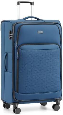 COOLIFE Großer Koffer Weichschale 80cm,109L, StoffkofferTSA,1800D Material | wasserabweisendes, Weichschalenkoffer 4 Doppelrollen, leicht, Fassungsvermögen – Upgrade für Familienur