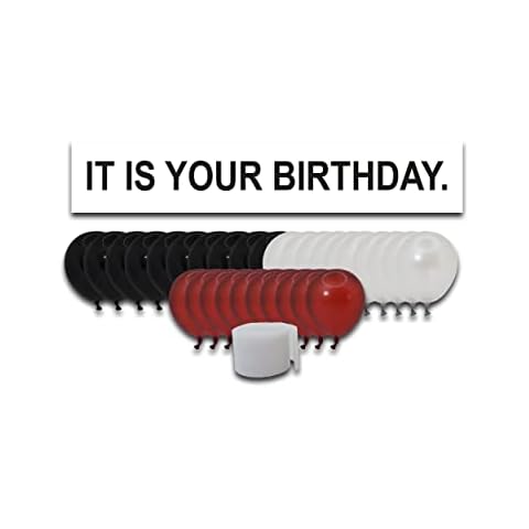 The Office Themed "It Is Your Birthday." Paper Banner Decoration Pack - 1x Banner, 30x Balloons and Crepe Steamers Cover