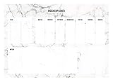Montagsliebe® Schreibtischunterlage schwarz-weiß Marmor | XXL DIN A2 Papier zum Abreißen | 52 Blatt | To Do Liste | Wochenplaner