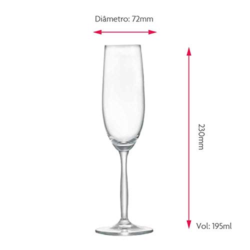 Jogo de Taças Champagne Ritz Cristal 195ml 2 Pcs