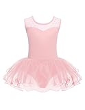 Zaclotre Tutu for Toddler Girls Ballet leotards Sparkly Sleevesless Mesh Dance Dress Ballerina Outfits Ballet Pink 6-7 Years