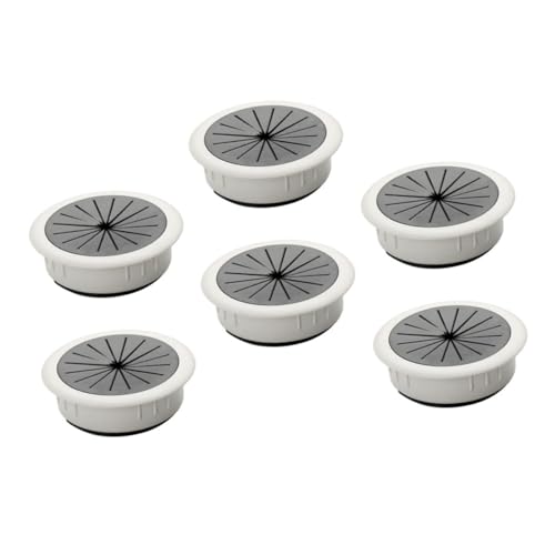 TEHAUX 6 piezas cubiertas para orificios de cables para escritorio, organizador redondo de cables para instalación, gestión ordenada de cables, color blanco