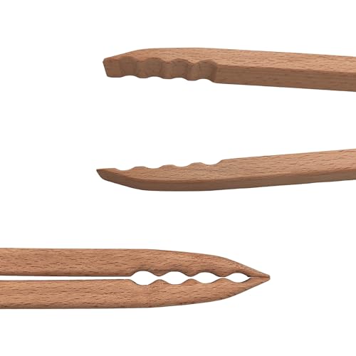 Holz Grillzange 48cm lang Buchenholz natur, geschraubt - Premium Grill Zange Grillbesteck Küchenzange Zangen Set Holzgriff ökologisch und langlebig, sehr robust